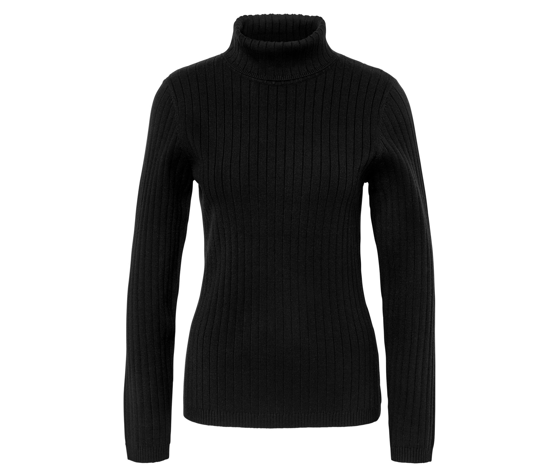 E-shop Rebrovaný pulóver s rolákovým golierom, čierny