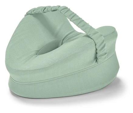 Ergonomický vankúš pod kolená pre ľudí, ktorí spávajú na boku, svetlozelený, s otvorom a popruhom.