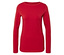 Červené tričko s dlhým rukávom leží na bielom pozadí.