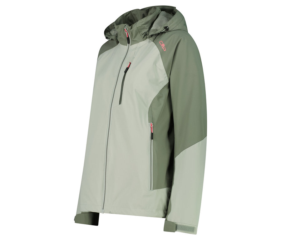 Zelená a svetlozelená bunda CMP s kapucňou a zipsami.