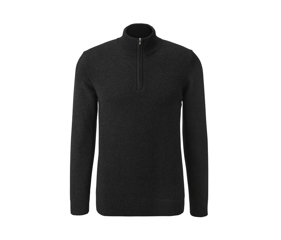 Sivý kašmírový pulóver Troyer so zipsom.