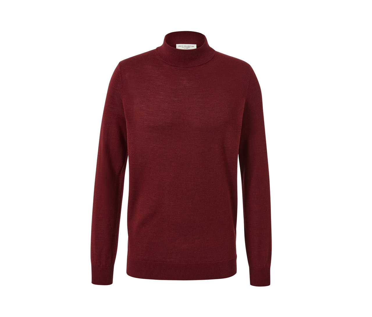 Tmavočervený pulóver z vlny merino.