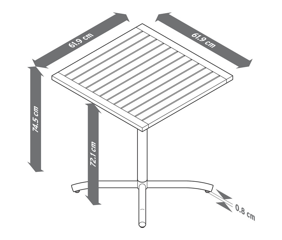 Rozmery stolíka na balkón »Elin«.