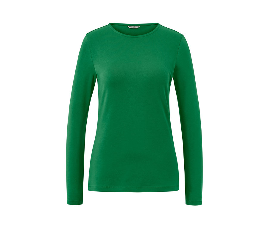 Zelené tričko s dlhými rukávmi.