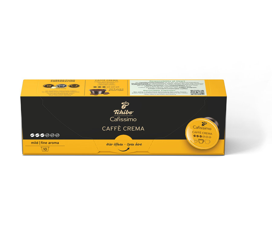 Balenie kávových kapsúl Cafissimo Caffè Crema mild s desiatimi kapsulami.
