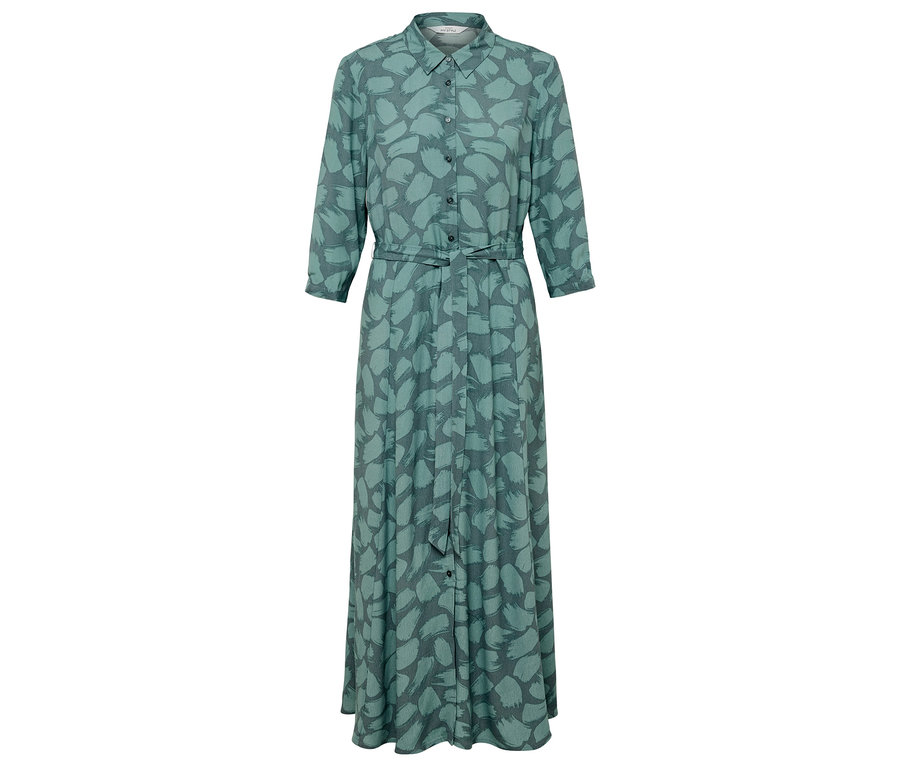 Zelené maxi šaty s trojštvrťovými rukávmi a potlačou.