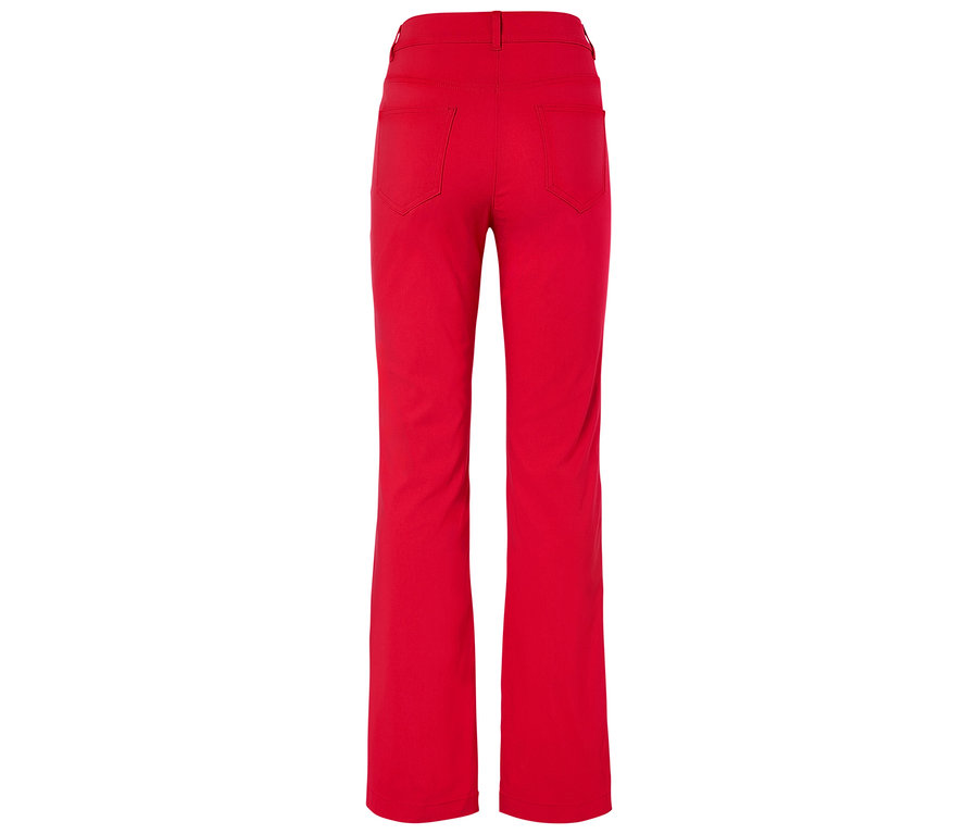 Červené nohavice zozadu.