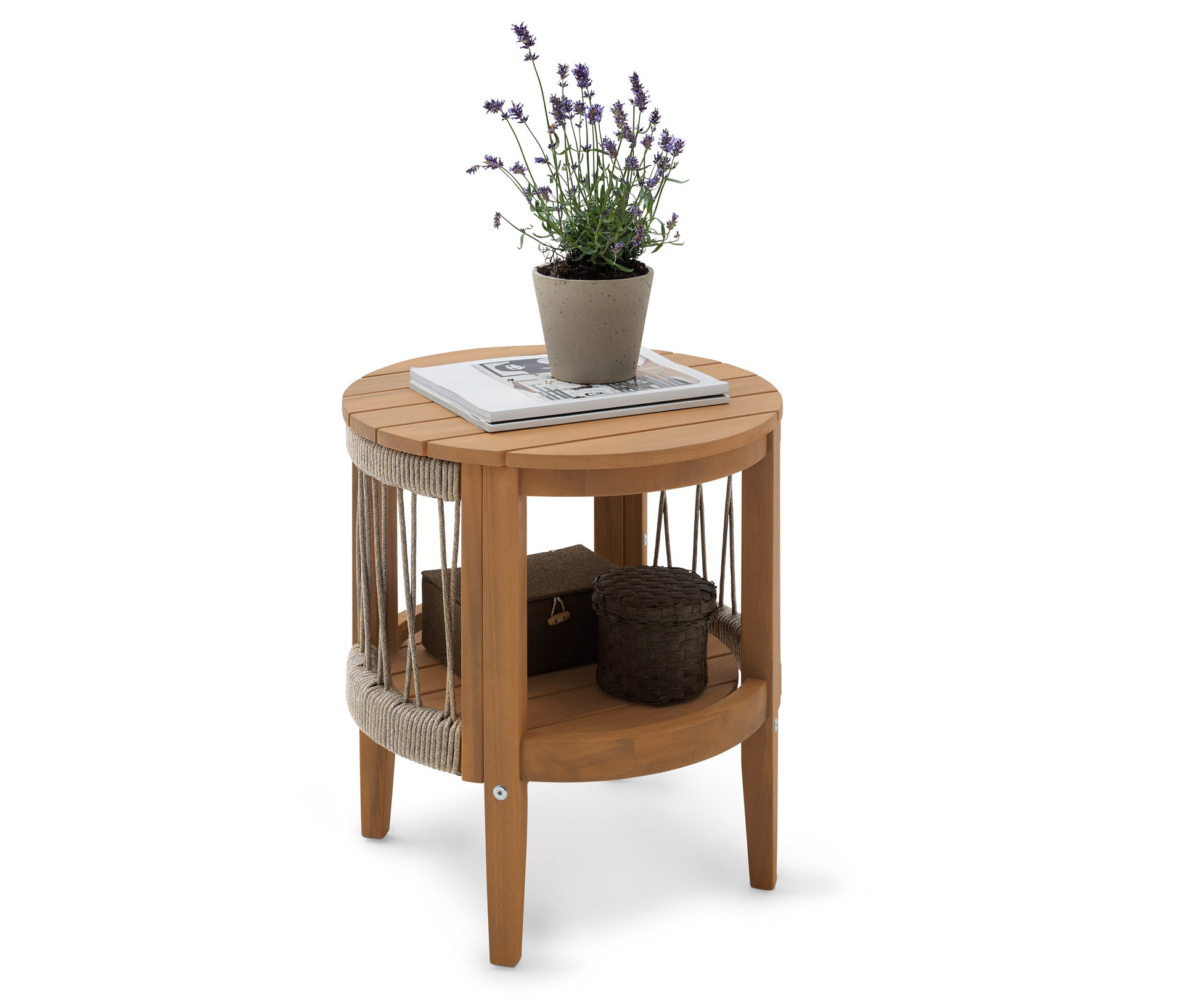 E-shop Záhradný odkladací stolík s odnímateľnou doskou, priemer cca 50 cm