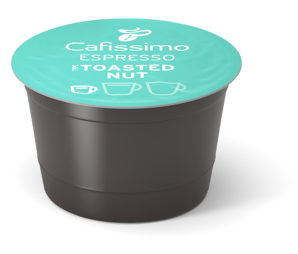Kapsula Cafissimo Flavoured Espresso - Toasted Nut leží na bielom pozadí.