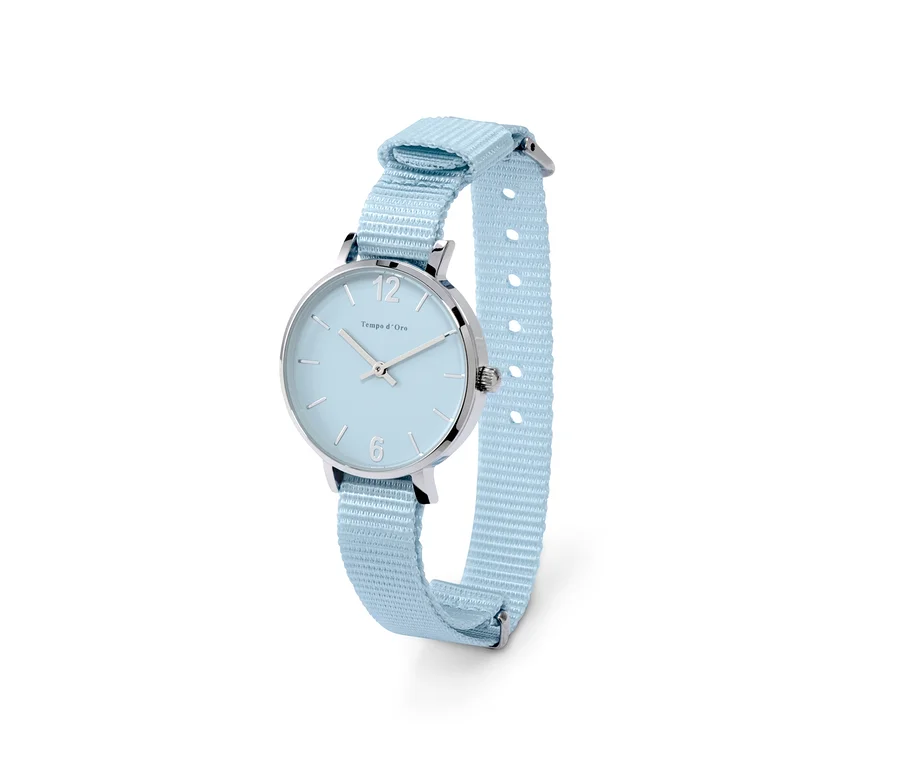 Modré náramkové hodinky quartz z ušľachtilej ocele 316L.