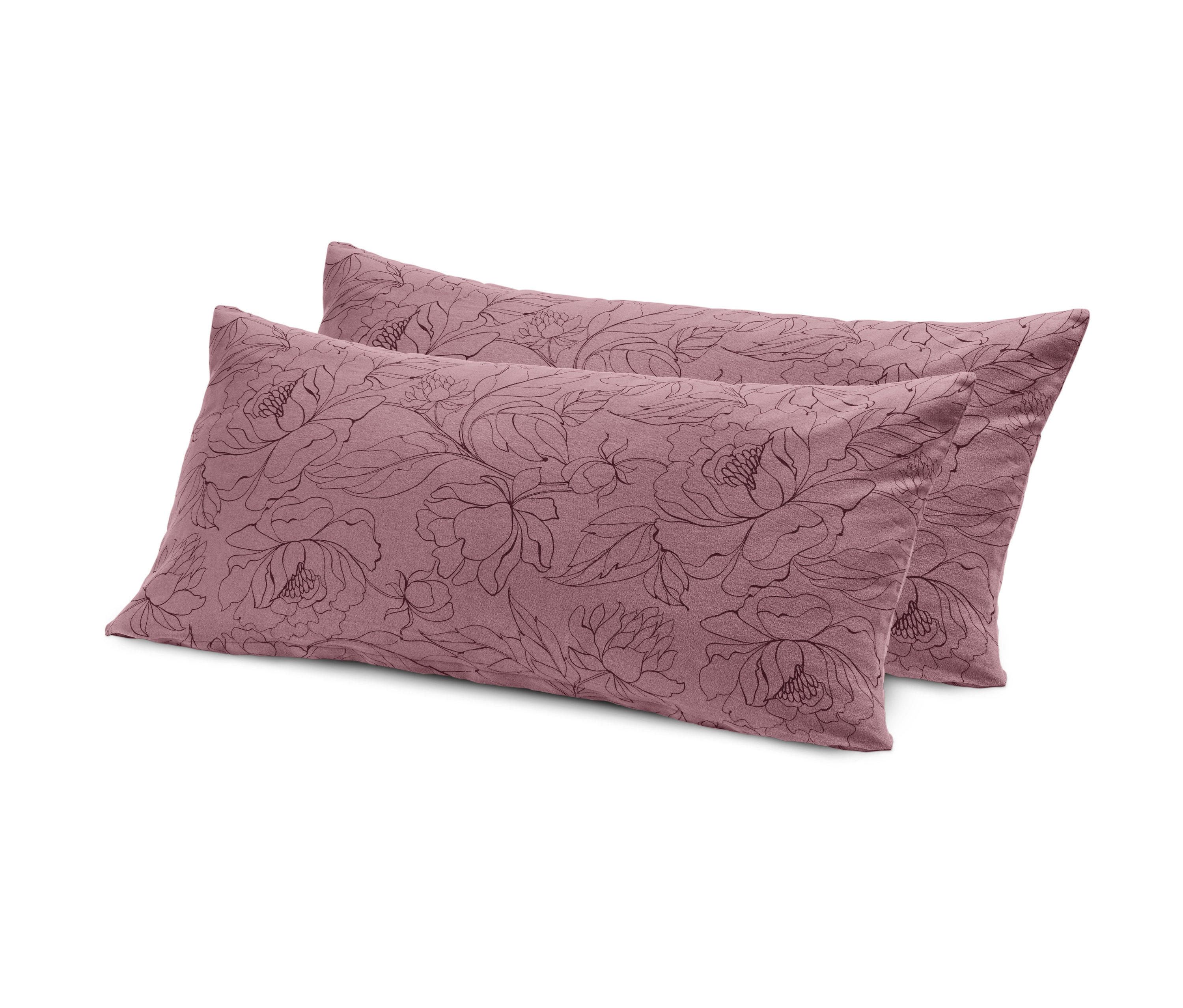 Dva vankúše s kvetinovým vzorom na bielom pozadí.