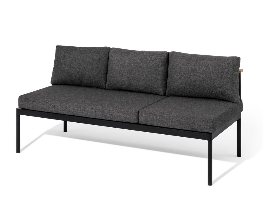 Čierno-sivé jedálenské lavicové ležadlo 2 v 1 »Elin« s tromi vankúšmi.