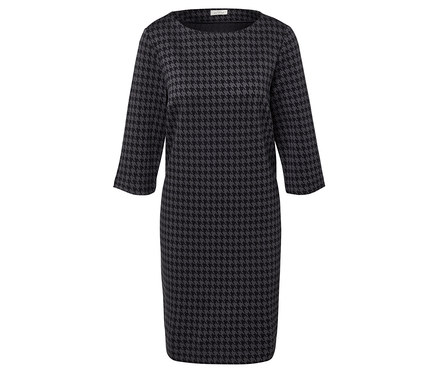 Džersejové šaty so žakárovým vzorom kohútej stopy