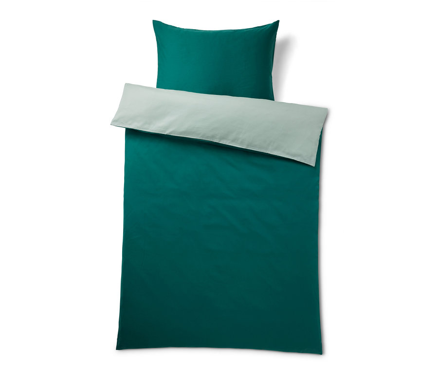 Zelená bavlnená posteľná bielizeň s TENCEL™ lyocelom v štandardnej a nadmernej veľkosti.
