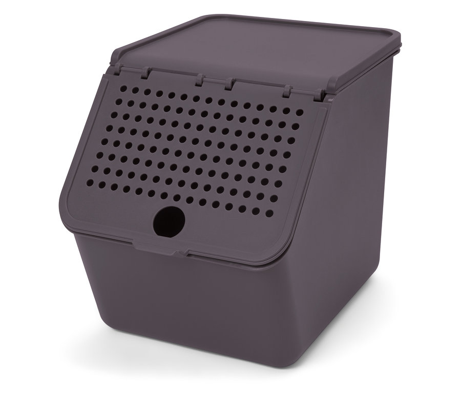 Fialová nádoba na skladovanie zeleniny.