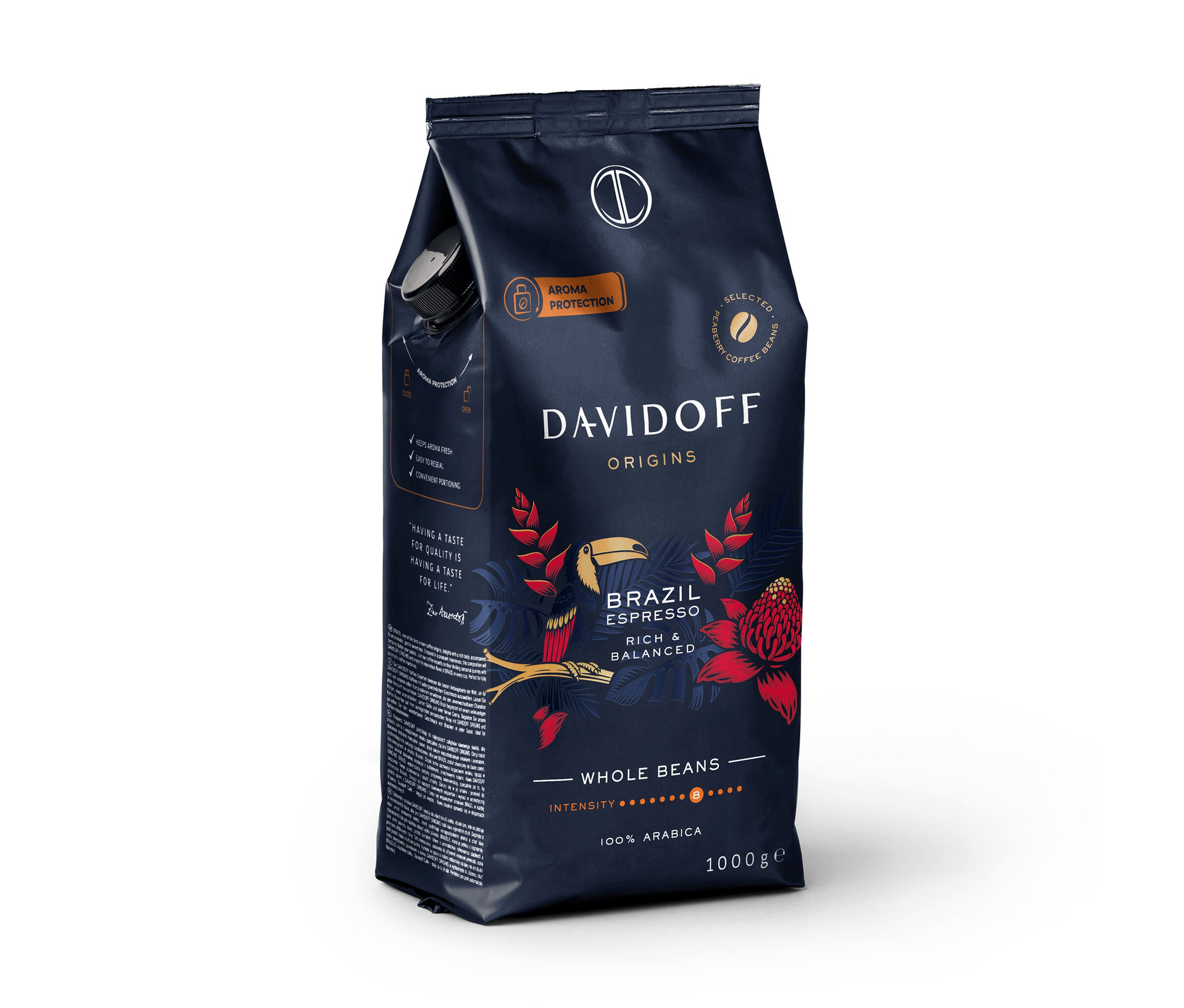Tchibo - Davidoff Café Origins Brazil - 8 x 1 kg zrnkovej kávy - Intenzita: 8/12