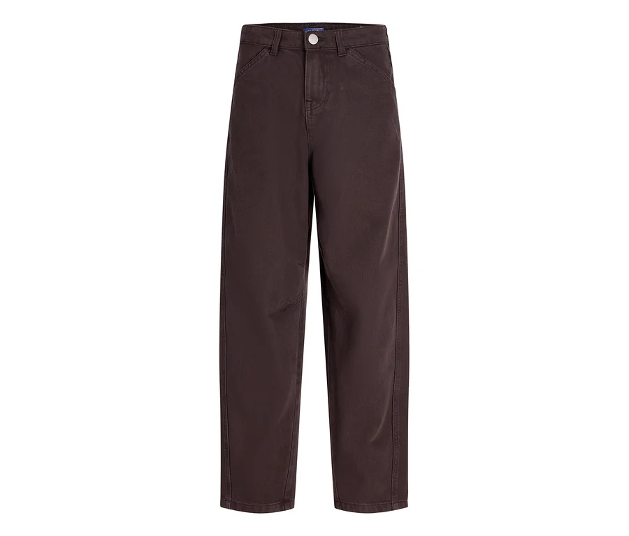 Tmavohnedé nohavice Jack&Jones Twist so širokými nohavicami a zapínaním na gombík.