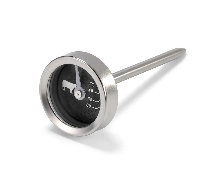 Detailný záber na jeden zo 4 teplomerov na grilovanie.