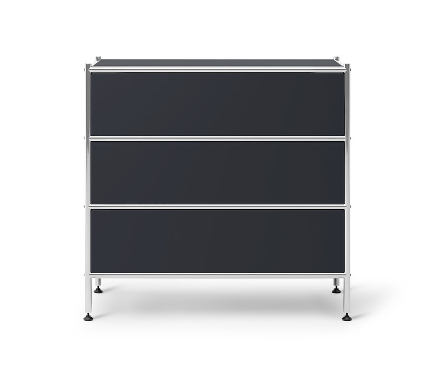 Čierna kovová komoda »CN3« s 3 zásuvkami.