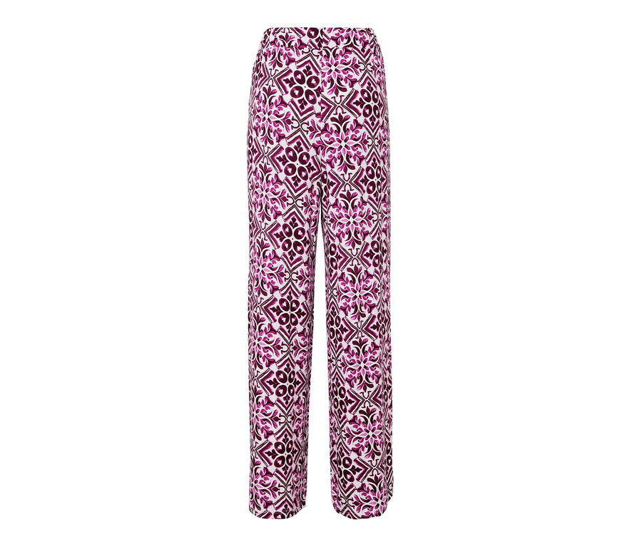 Nohavice v štýle palazzo s potlačou, bordové.