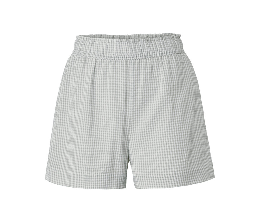Kockované tkané šortky s elastickým pásom.