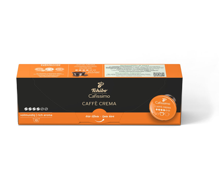Balenie kávových kapsúl Cafissimo Caffè Crema.