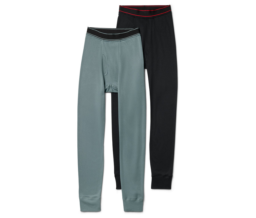 Dvoje pánske termoprádlo: šedozelené a čierne.