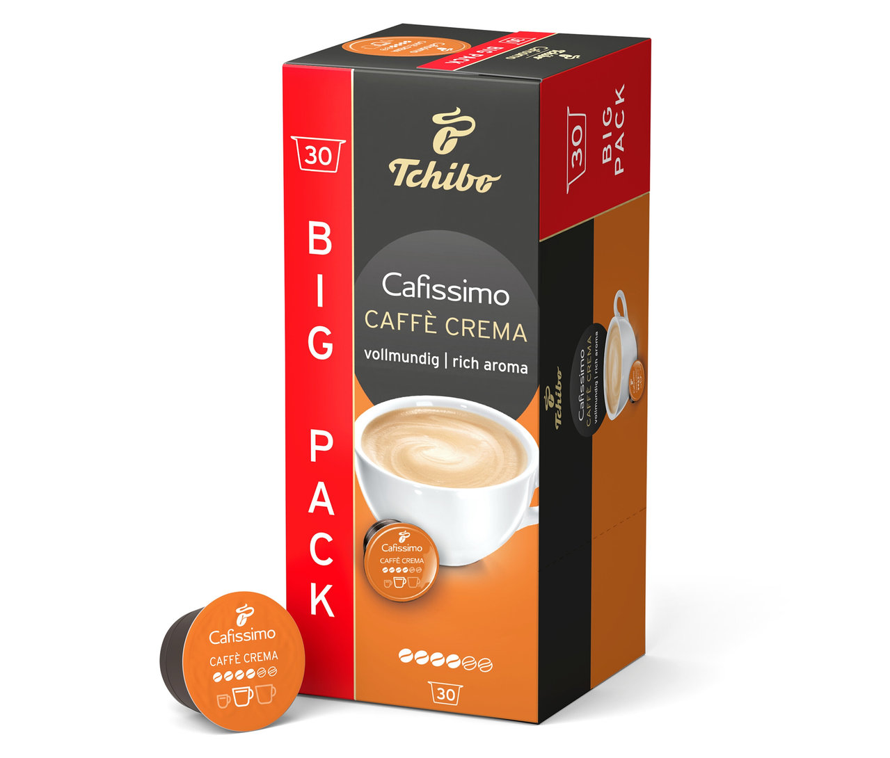 Na obrázku je balenie Cafissimo Caffè Crema vollmundig - 30 kapsúl.