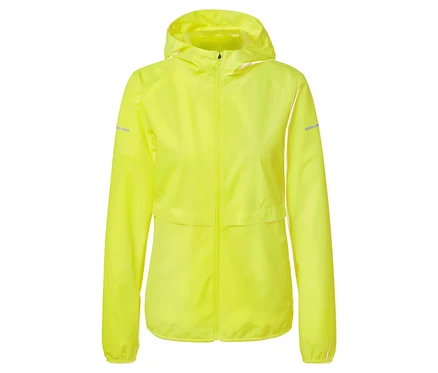 Jasnožltá bunda do dažďa s kapucňou na zips.