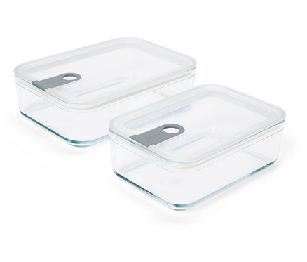 Multifunkčné sklené dózy s vekom, 2 ks