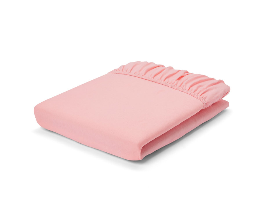 Zložená marhuľová džersejová napínacia plachta štandardnej veľkosti, dvojlôžko a nadmerná veľkosť.