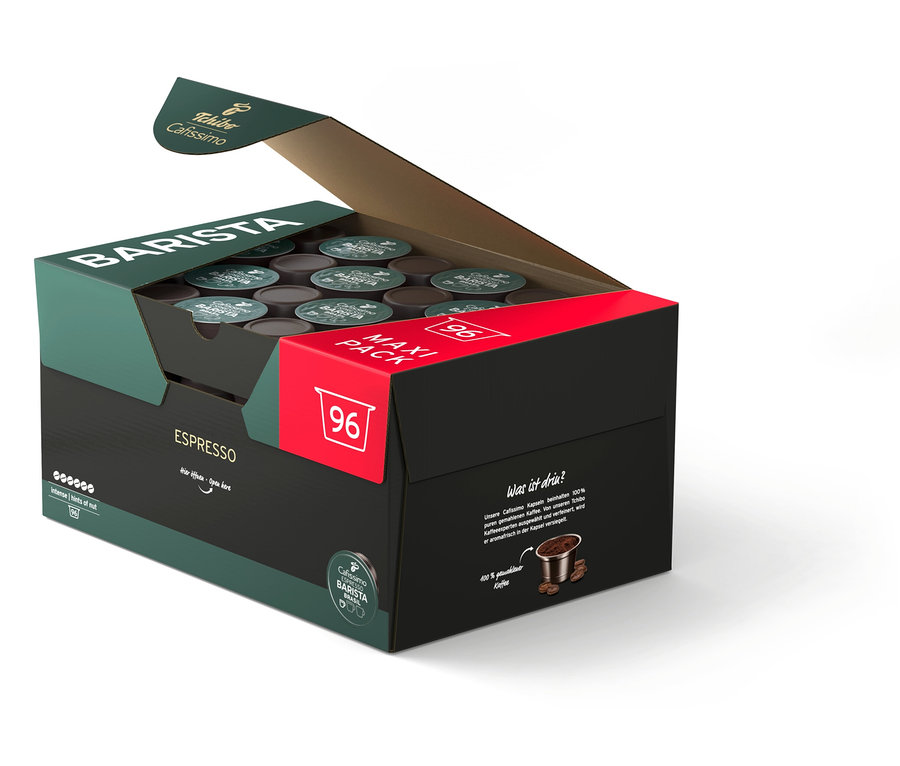 Otvorené balenie kapsúl Cafissimo Barista Espresso.