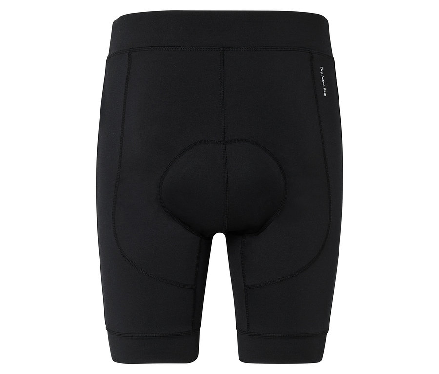 Čierne cyklistické šortky s výstelkou, fotené zozadu.