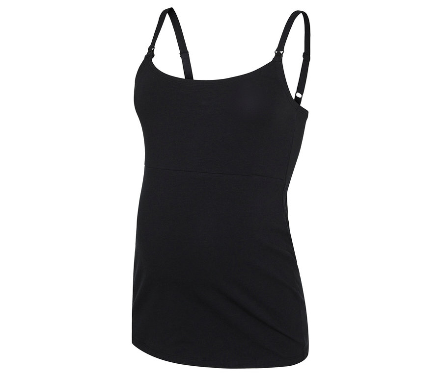 Čierny tehotenský top MAMALICIOUS MLKERRIE STRAP JRS TOP 2F 2-P NOOS s nastaviteľnými ramienkami.