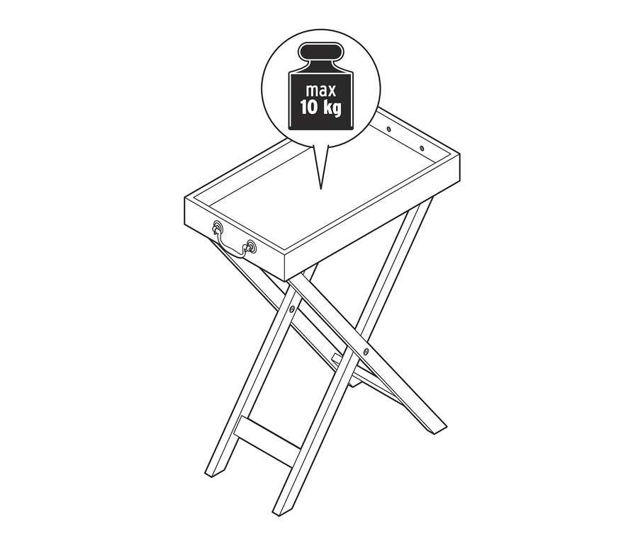 Ilustrácia stolíka s podnosom s maximálnou nosnosťou 10 kg.