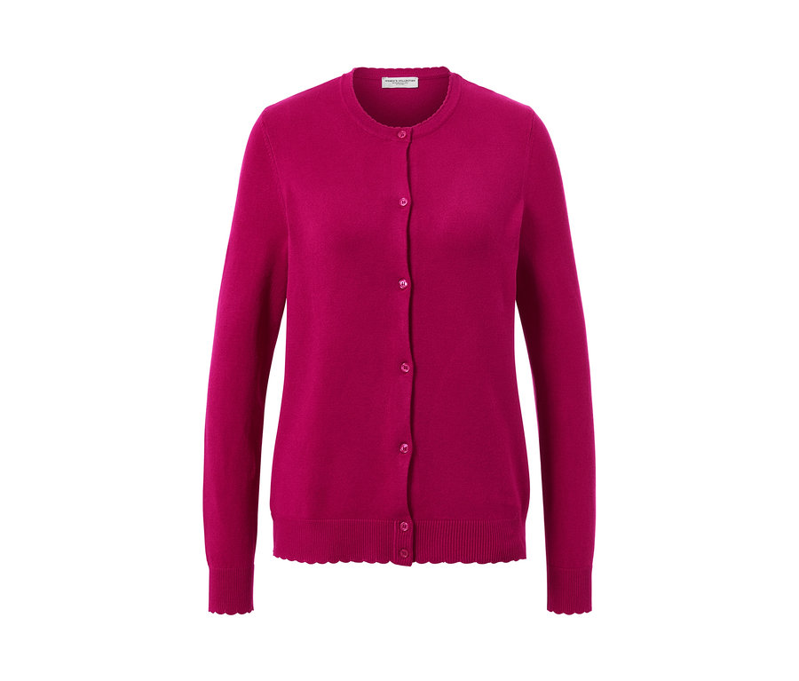 Kardigán z jemného úpletu so zvlneným okrajom.