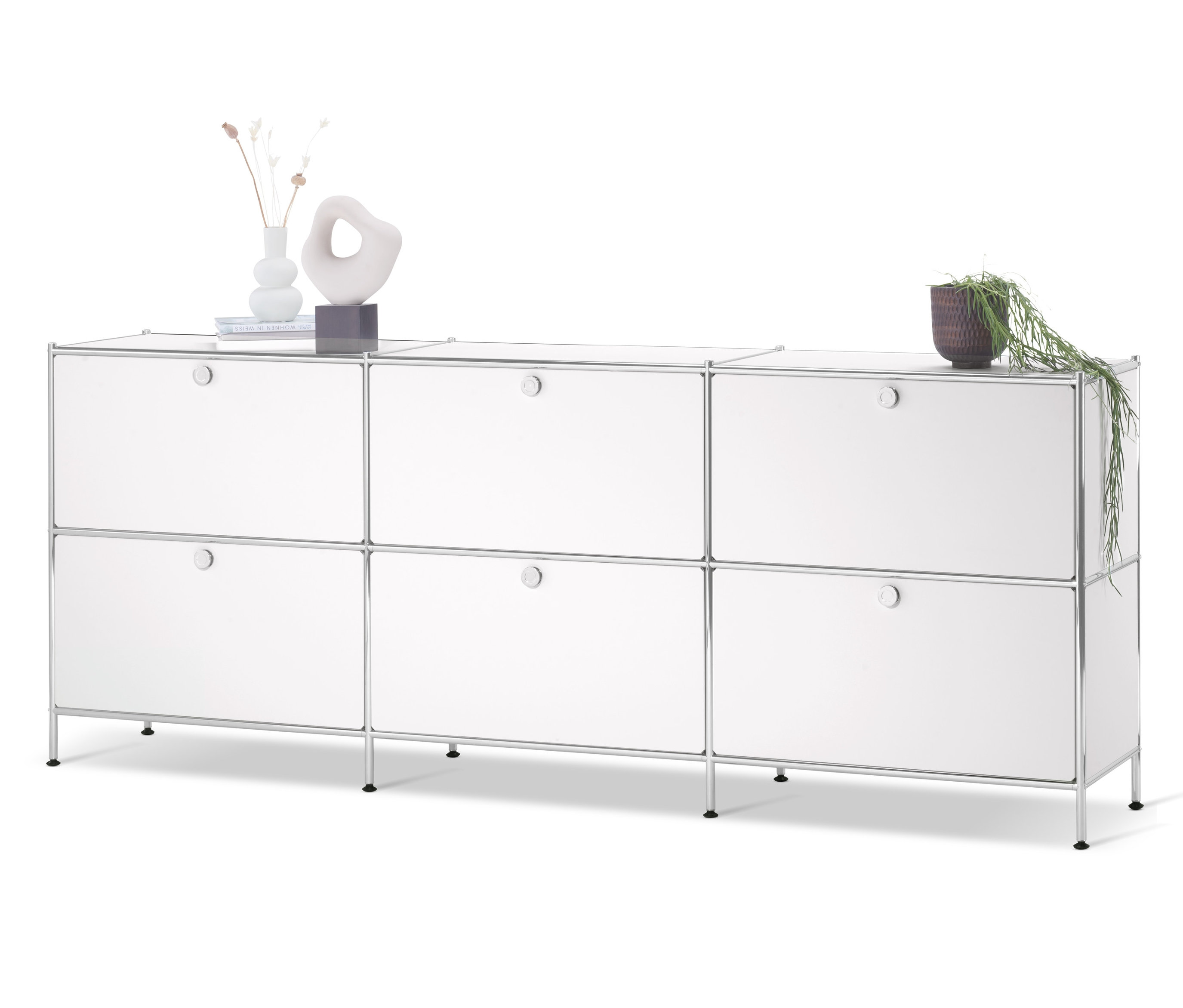E-shop Odkladacia skrinka "CN3" so 6 výklopnými dvierkami, biela