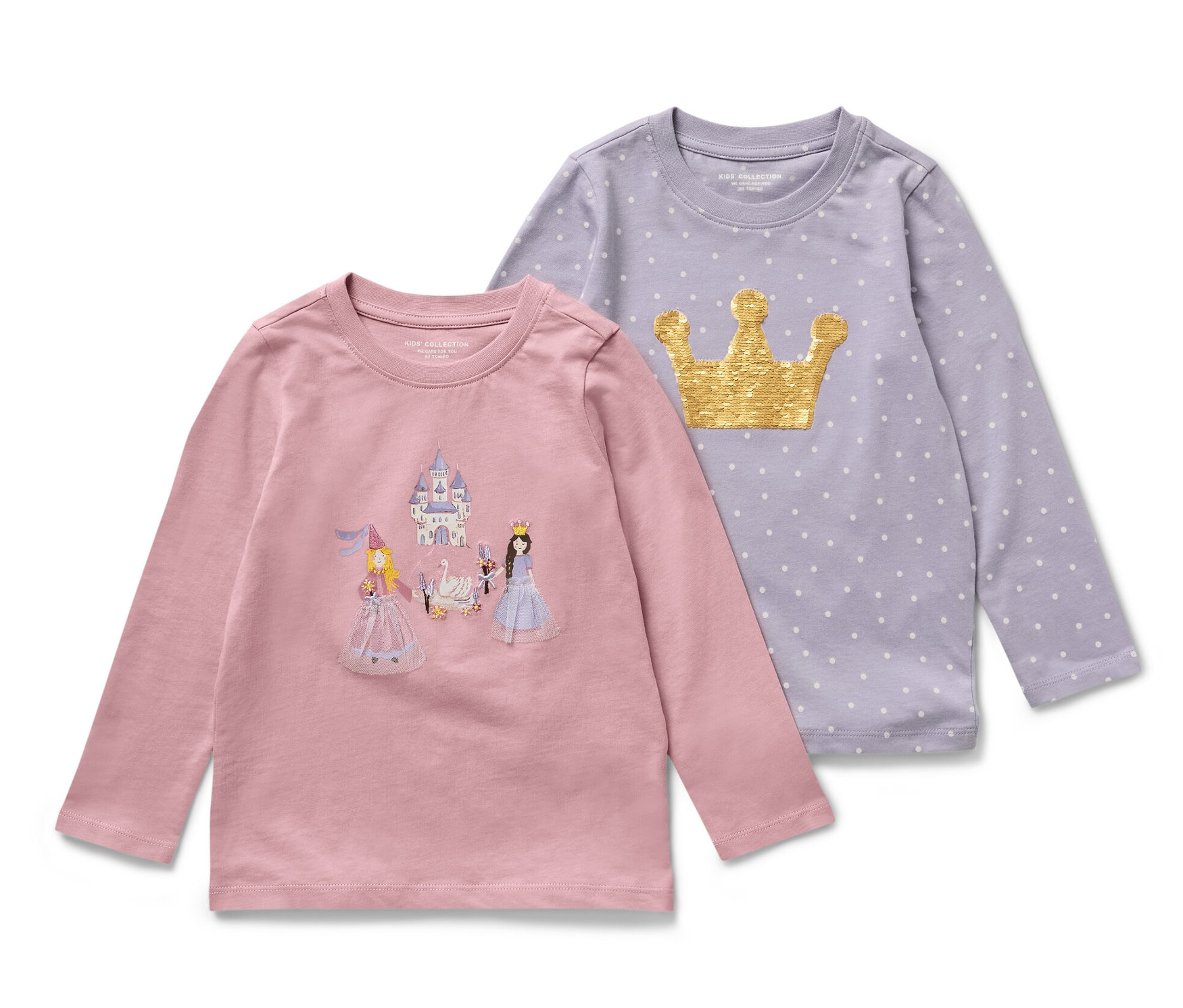 E-shop Detské tričká s dlhými rukávmi, 2 ks, princezná