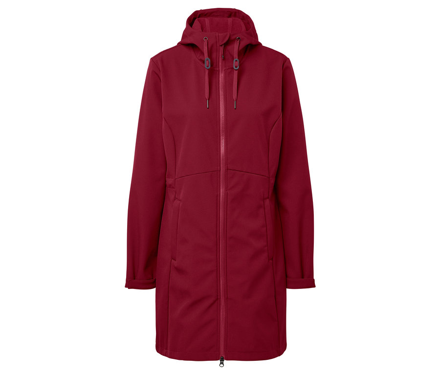 Vínová bunda s kapucňou a zipsom.