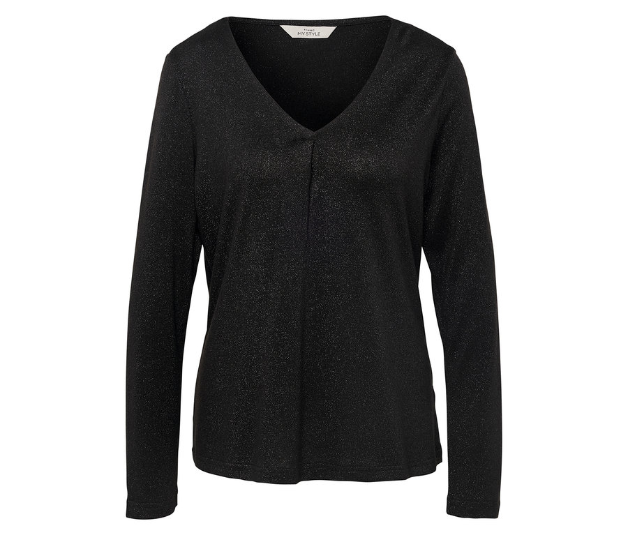 Čierna blúzka s dlhým rukávom a výstrihom do V.