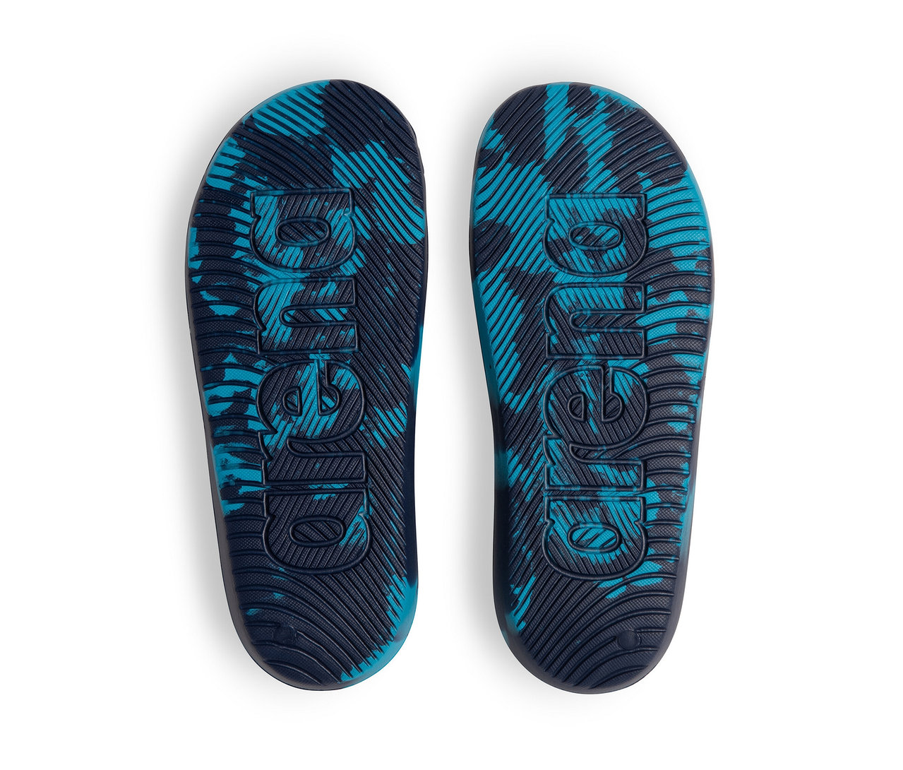 Dve arena Kinder-Badesandalen Junior Urban Active, navy, ležia vedľa seba.
