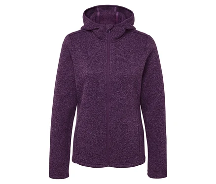 Fialová fleecová mikina s kapucňou na zips.