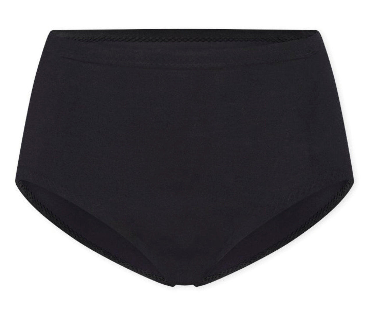 Čierne neviditeľné nohavičky SCHIESSER Maxi, ležiace naplocho na bielom pozadí.