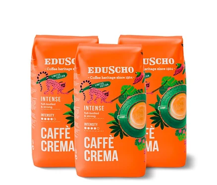 Tri balenia zrnkovej kávy Eduscho Caffè Crema Intense po 1 kg.