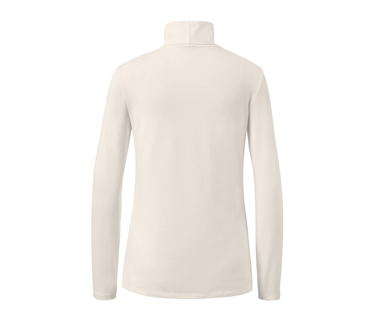 Krémovobiele tričko s rolákovým golierom zobrazené zozadu.