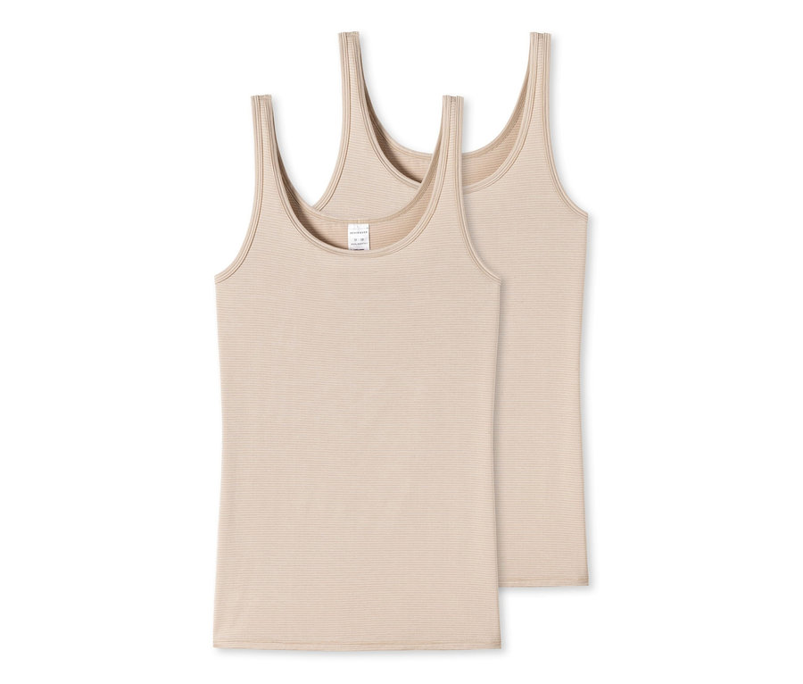 Dve pieskové prúžkované tielka SCHIESSER s modalom.