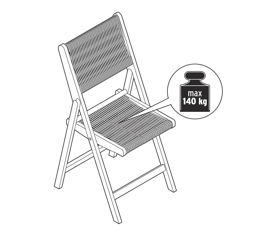 Ilustrácia súpravy sklopných stoličiek »Lenja« s textilným výpletom.