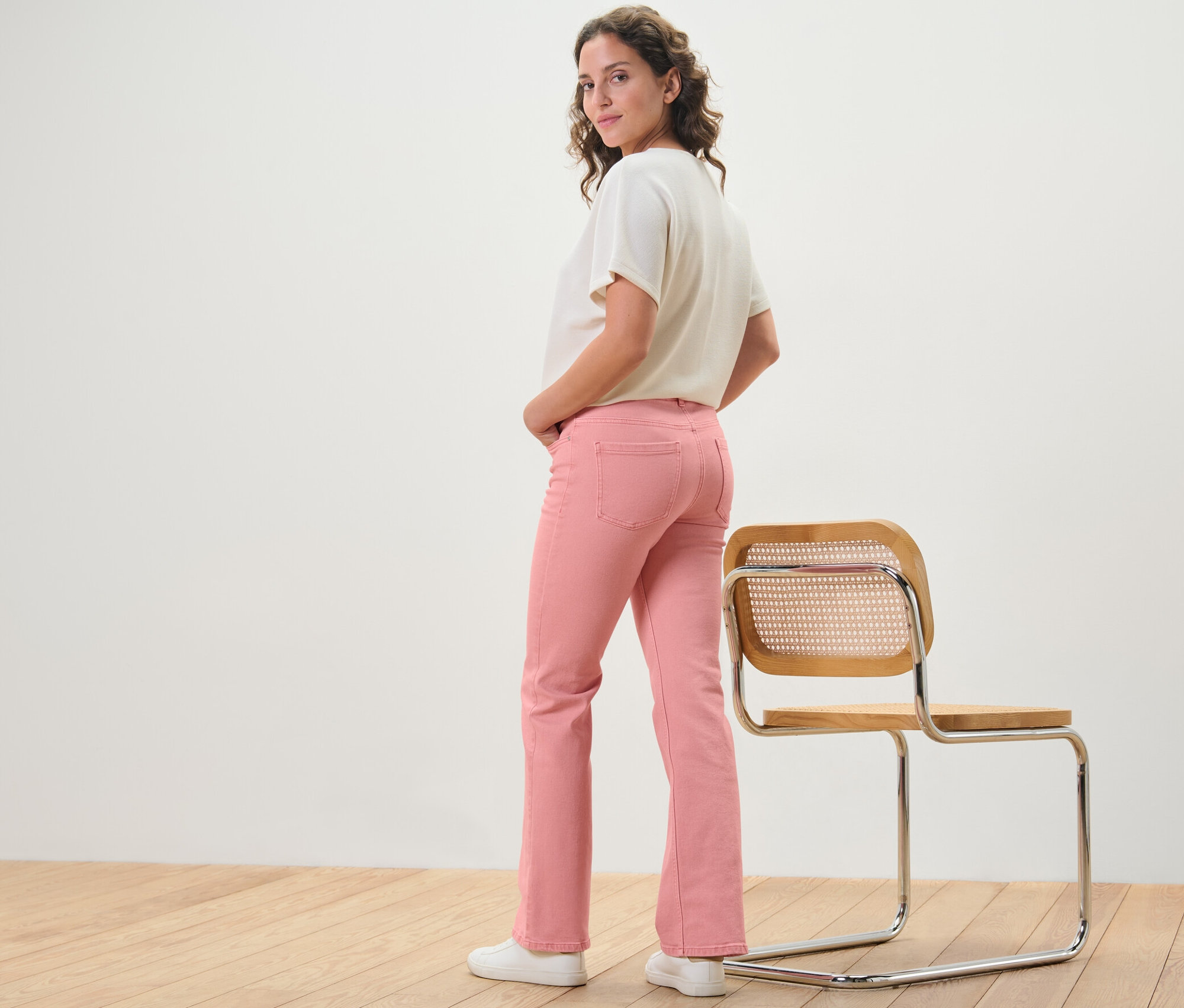 Tchibo - Bootcut džínsky – strih »Lou«, koralové