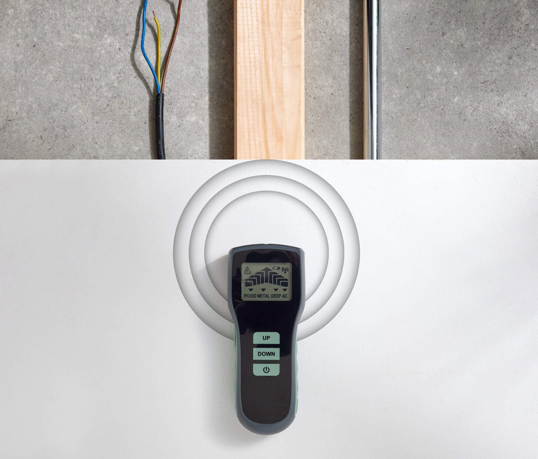 Detektor Multifunktionsdetektor na stene, detekujúci drôty, drevo a kov.