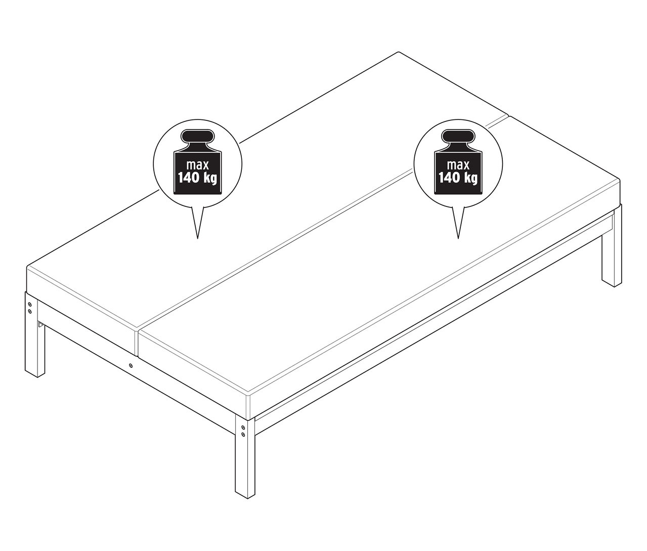 Záhradná lavica 2 v 1, ktorú možno použiť aj ako dvojité ležadlo.